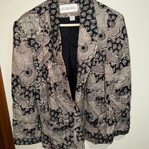 JH Collectibles Black Blazer with Cream Paisley Print